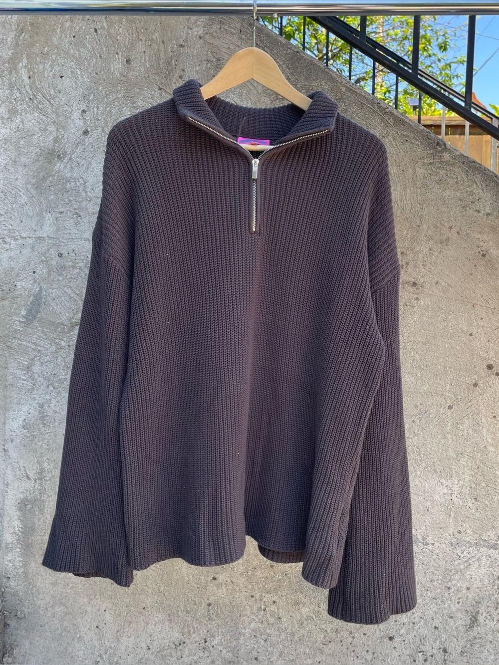Edikted oversized quarterzip ribbed pullover size small